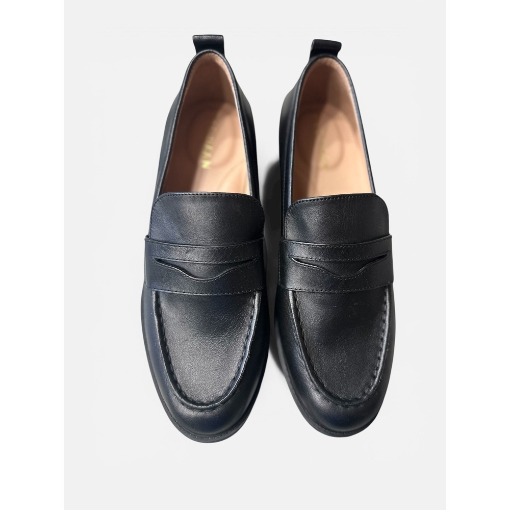 Cole Haan Black Leather Slip-On Penny Loafers